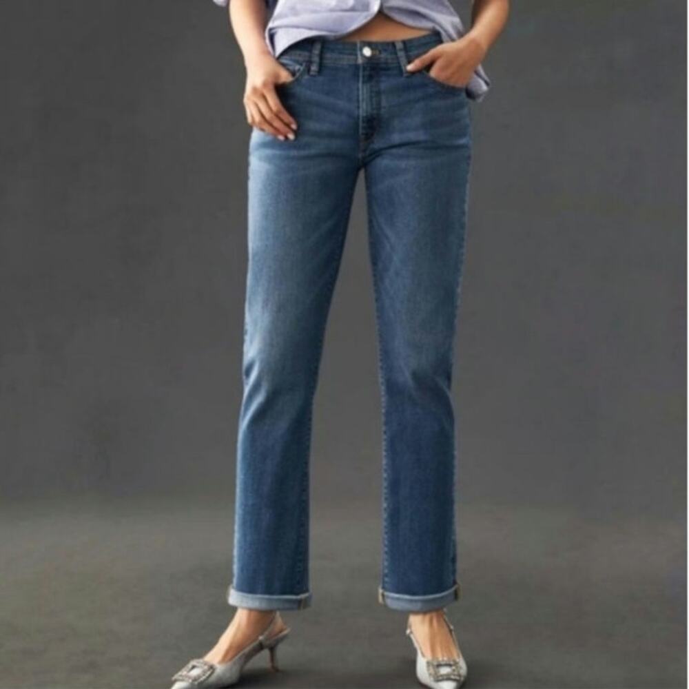 Pilcro Anthropologie Slim Boyfriend Jeans Mid Rise Straight Blue Denim Causal 27 - Picture 15 of 16